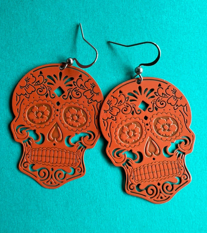 Boucles d’oreilles tête de squelette crochet argent breloque skull Comme un ange